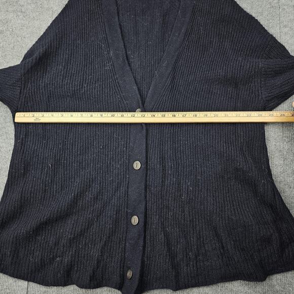 Vince Sweater Womens 3X Navy Wool Cashmere Cardigan Button Front Ribbed Knit - Picture 3 of 5
